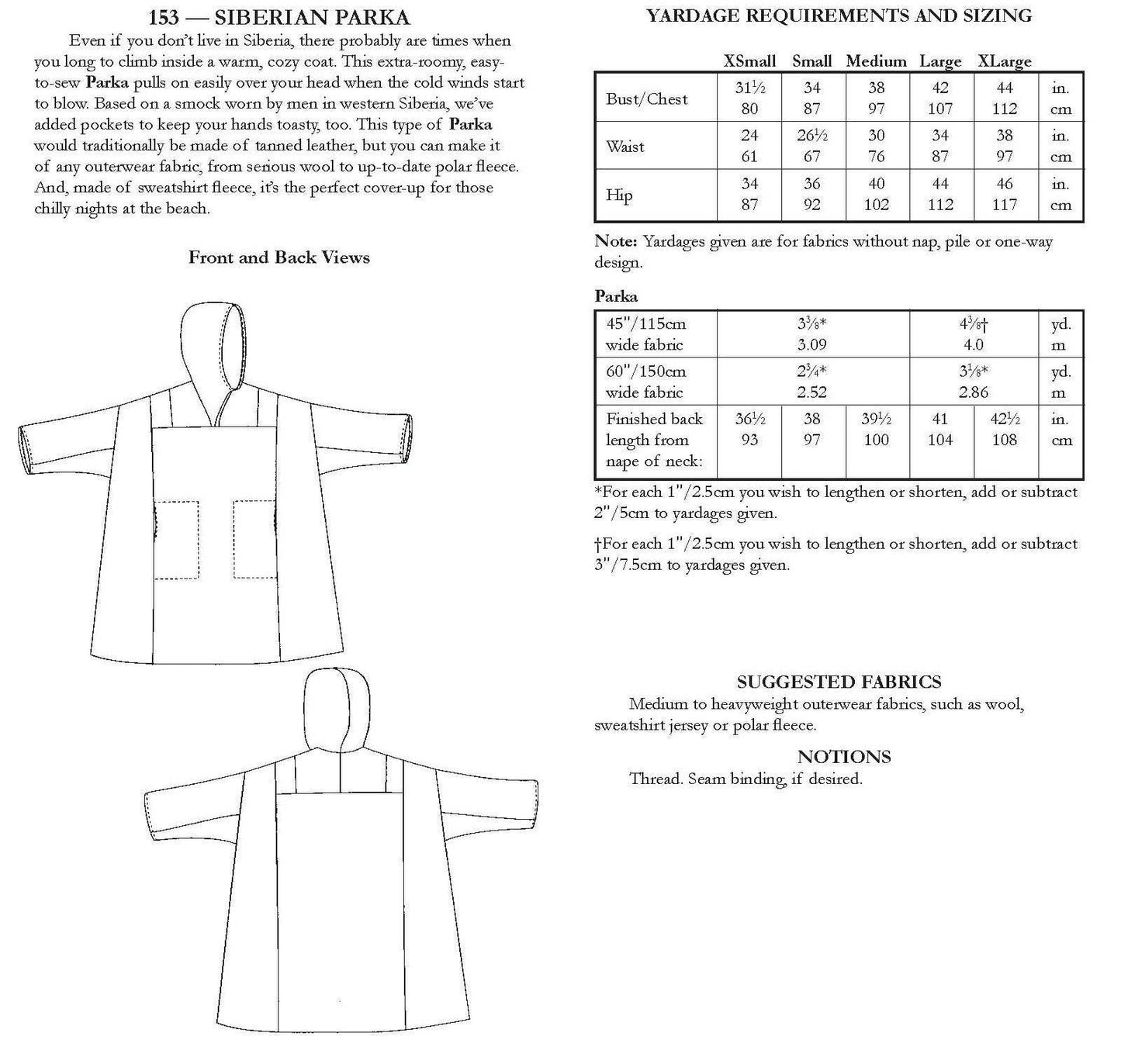 153 Siberian Parka - Sewing Pattern