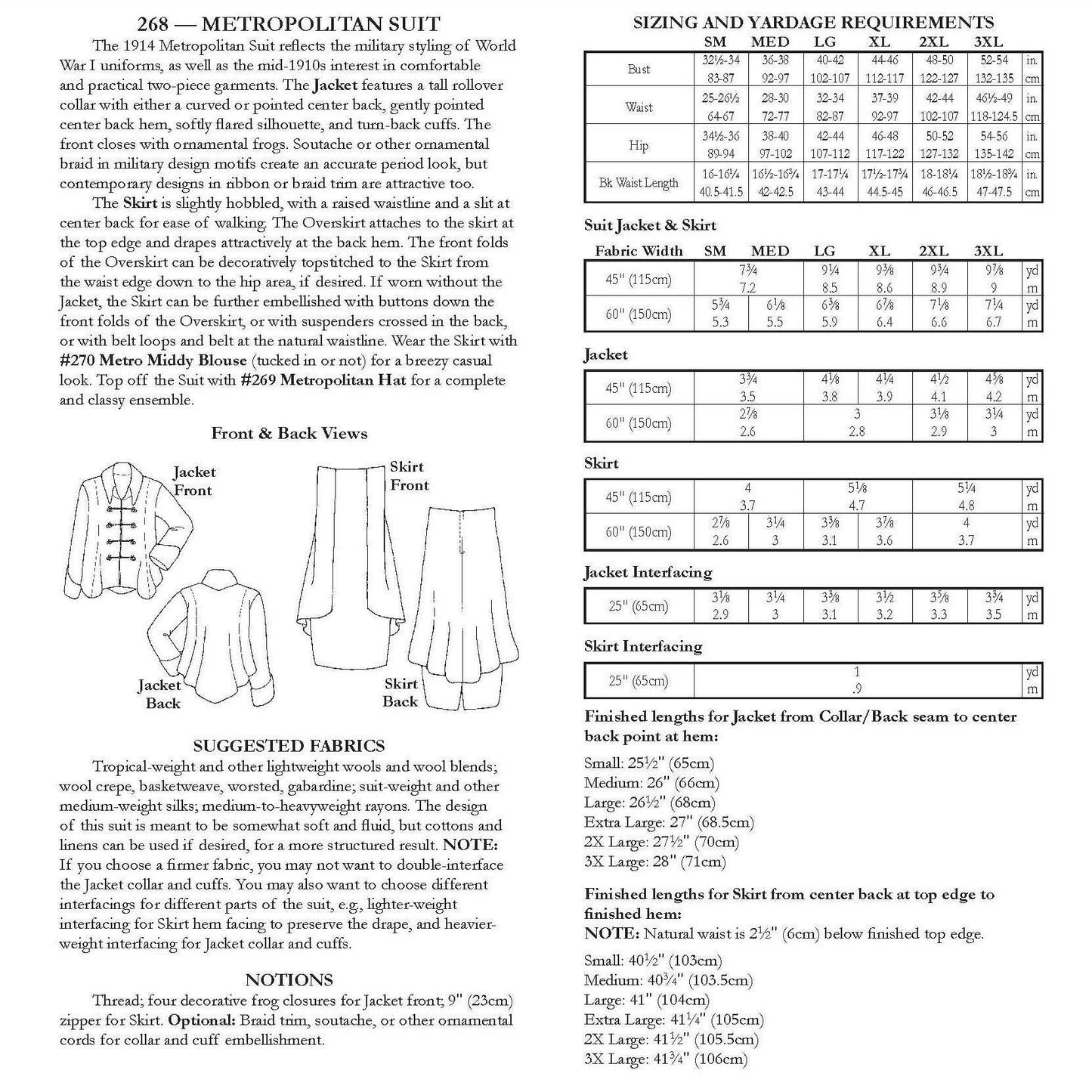 268 Metropolitan Suit - Sewing Pattern