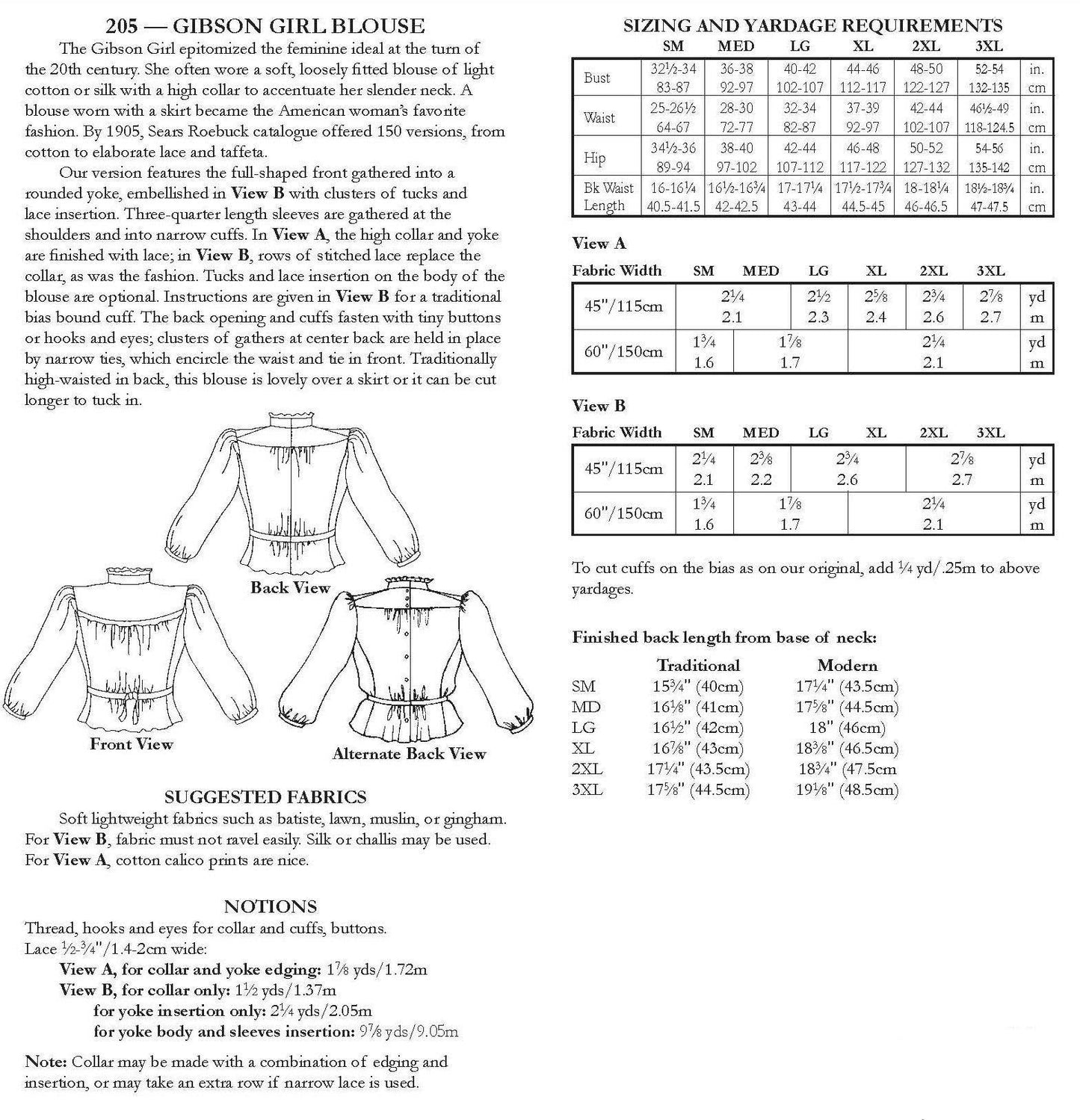205 Gibson Girl Blouse - Sewing Pattern