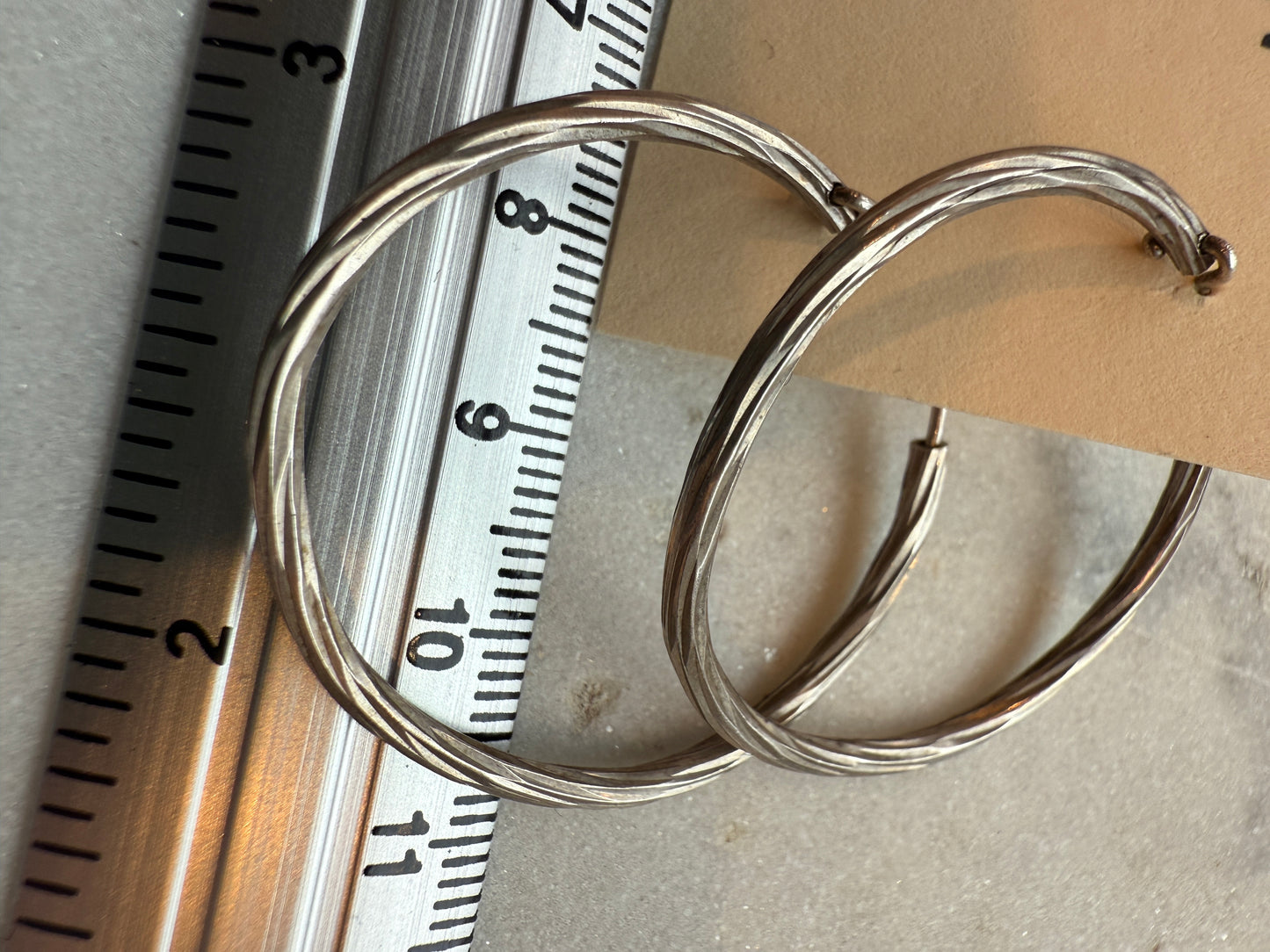 Silver Twist Hoops Earrings