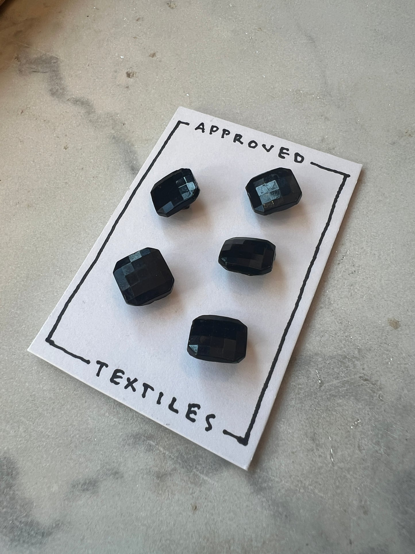 Square Black Glass Buttons 12mm