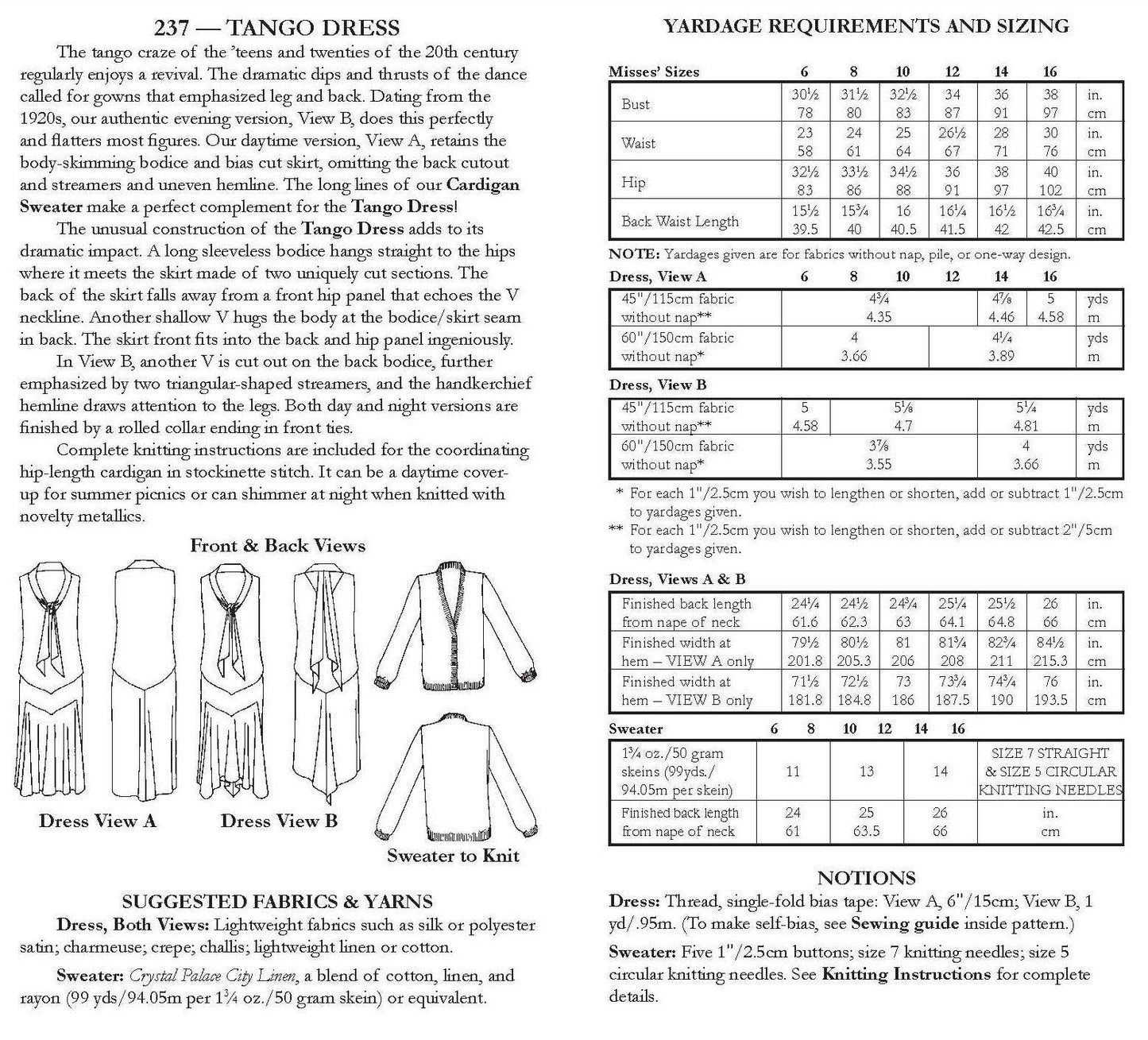 237 Tango Dress - Sewing Pattern