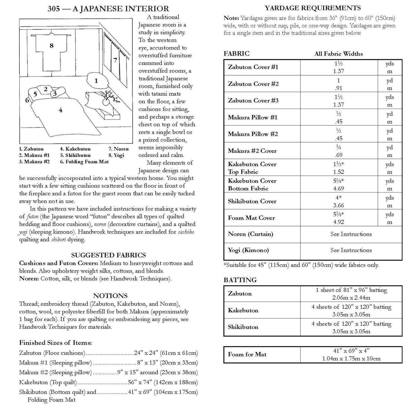 305 Japanese Interior Sewing Pattern