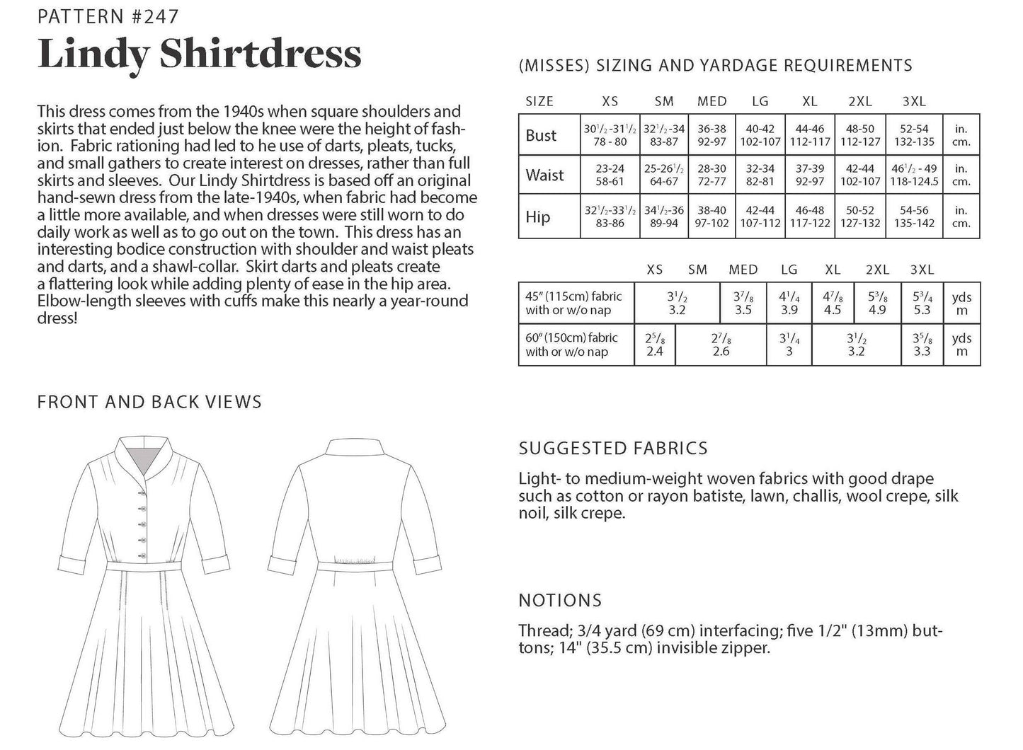 247 Lindy Shirtdress - Sewing Pattern
