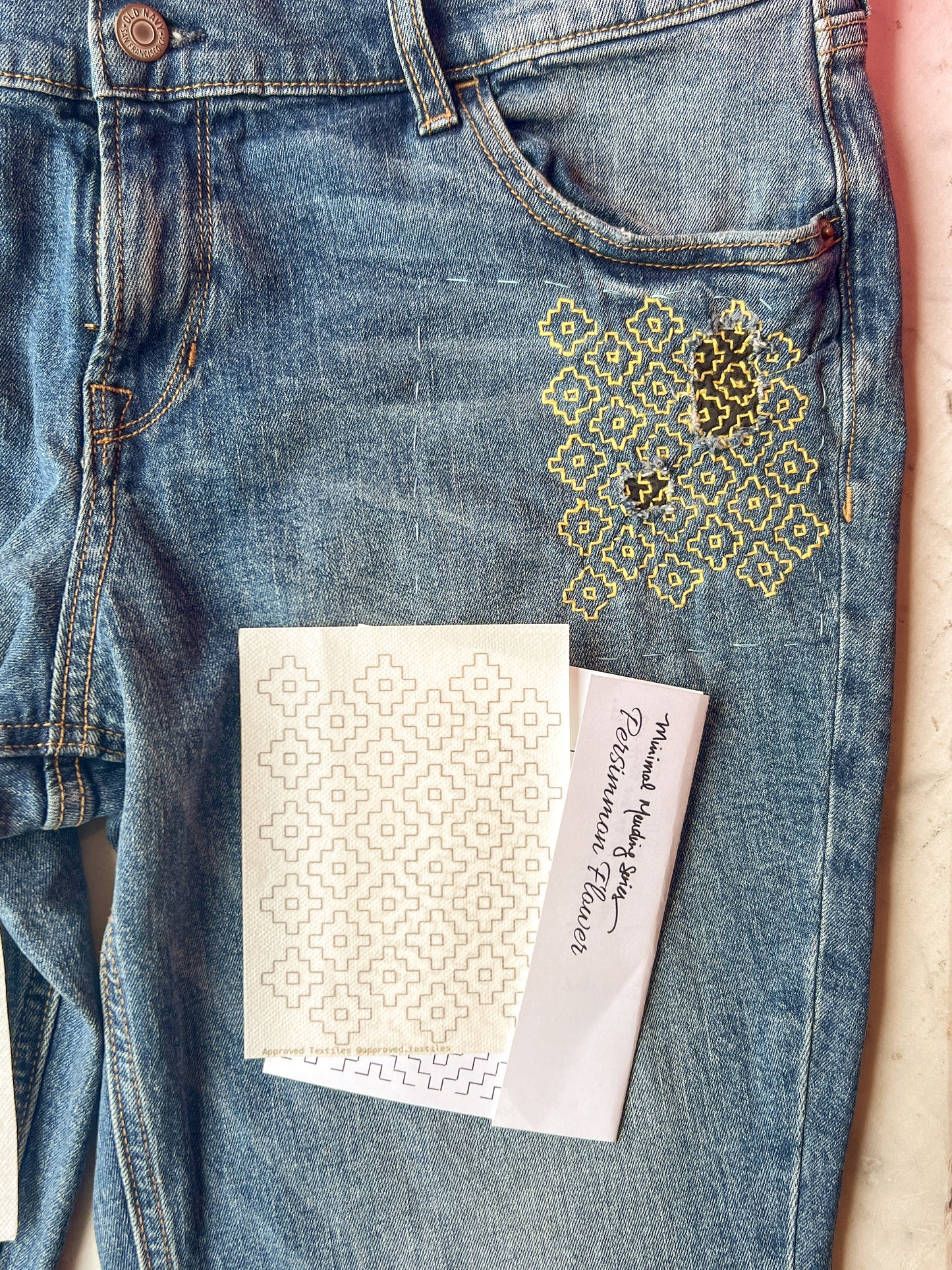 Persimmon Flower . Minimal Mending Series