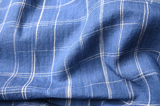 indigo sketch grid cotton