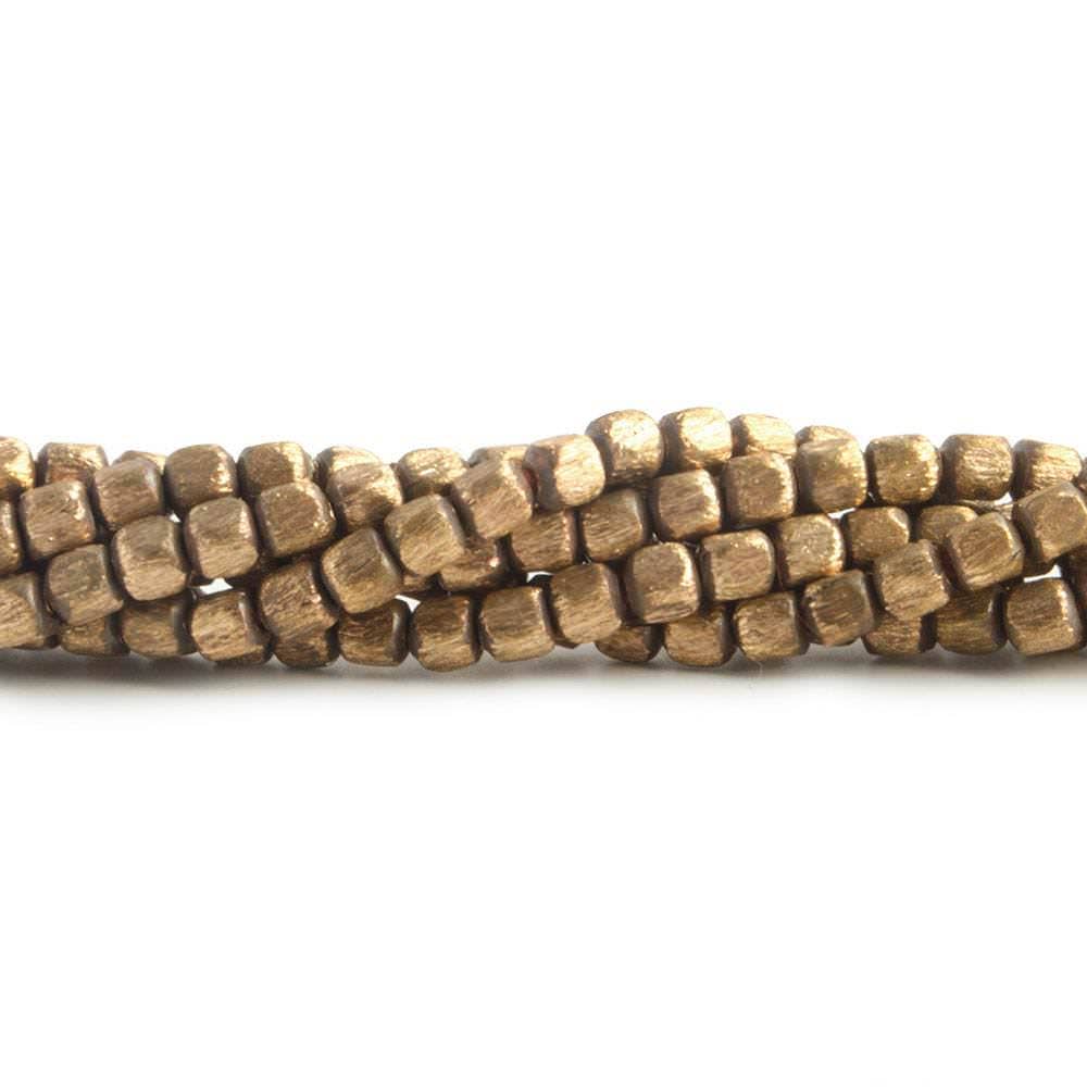 3mm Raw Copper Brushed Cube Bead Necklace