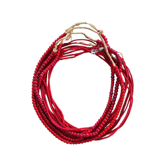 White Heart Glass Bead Red