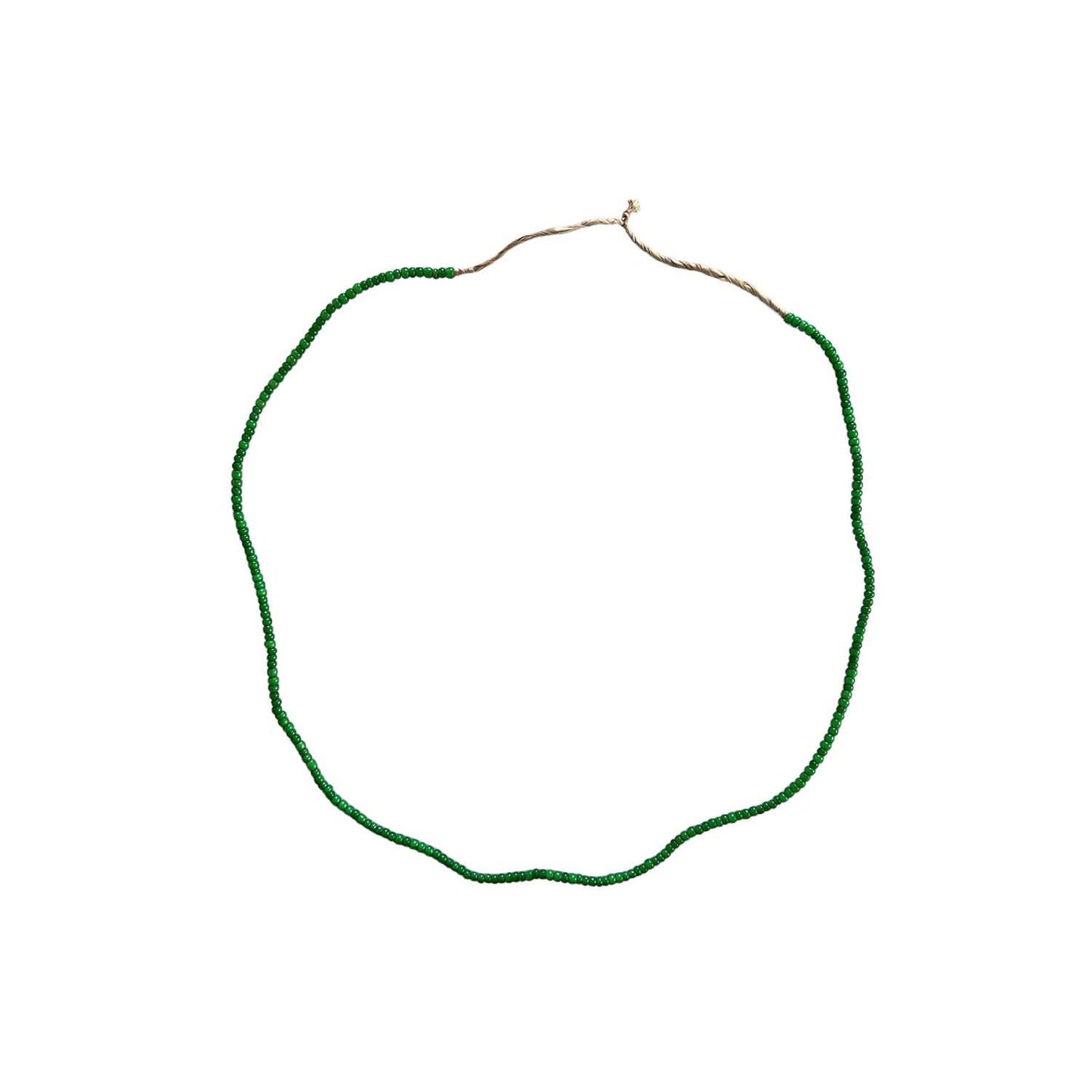 White Heart Glass Bead Green