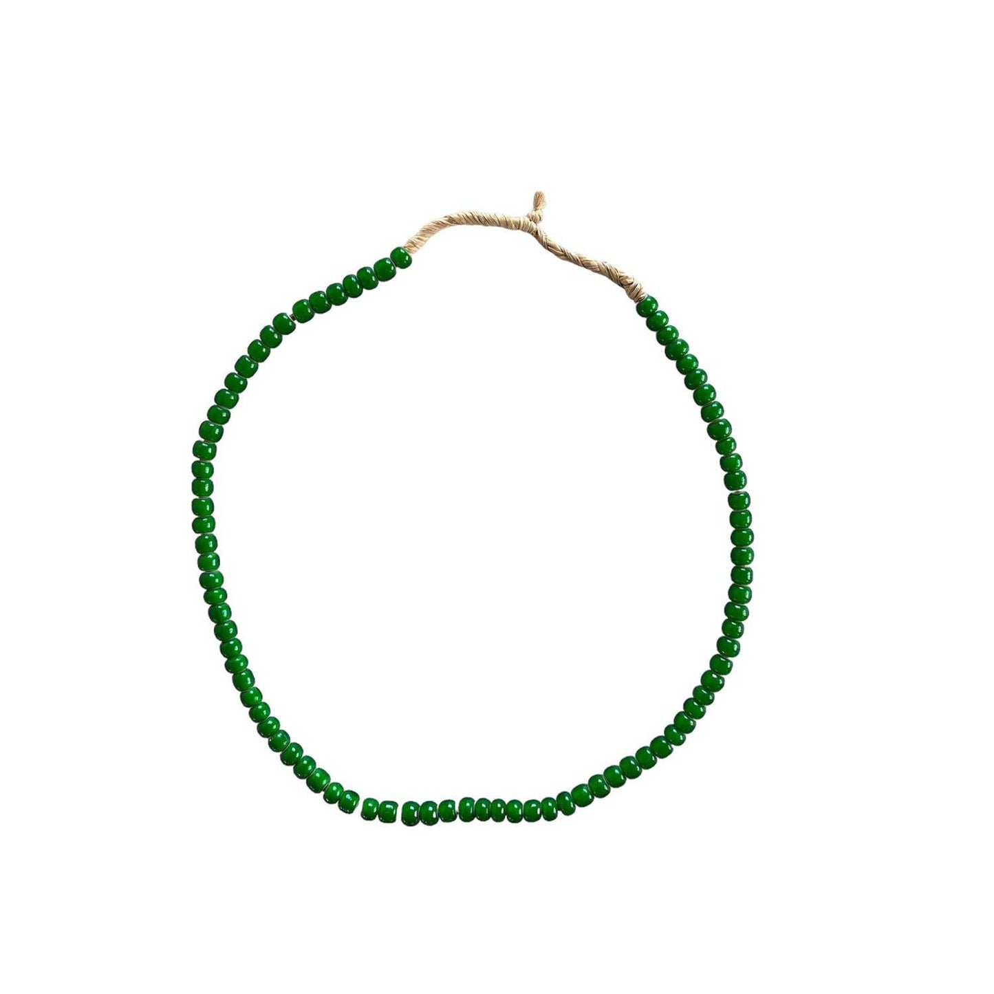 White Heart Glass Bead Green