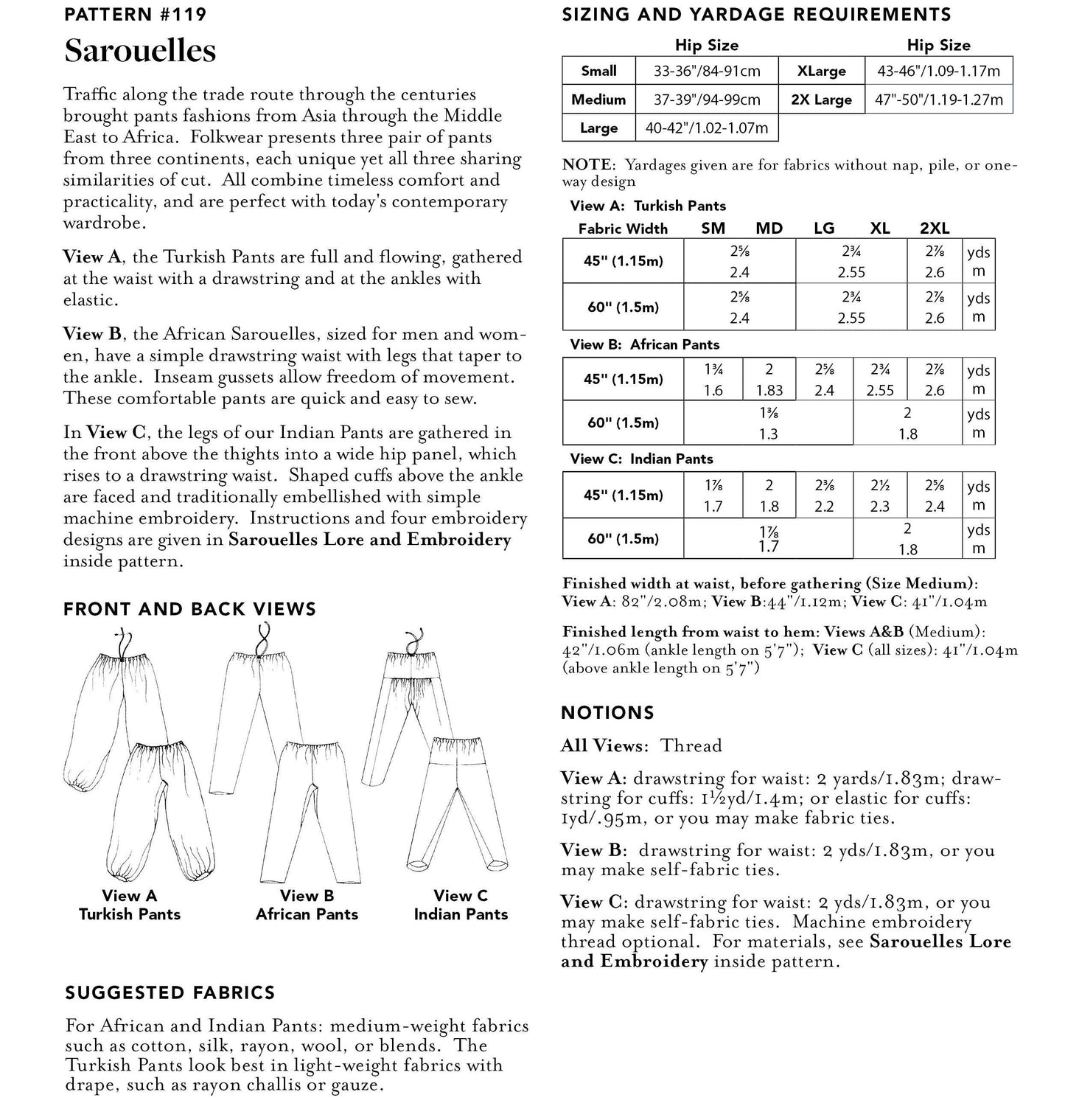 119 Sarouelles - Sewing Pattern
