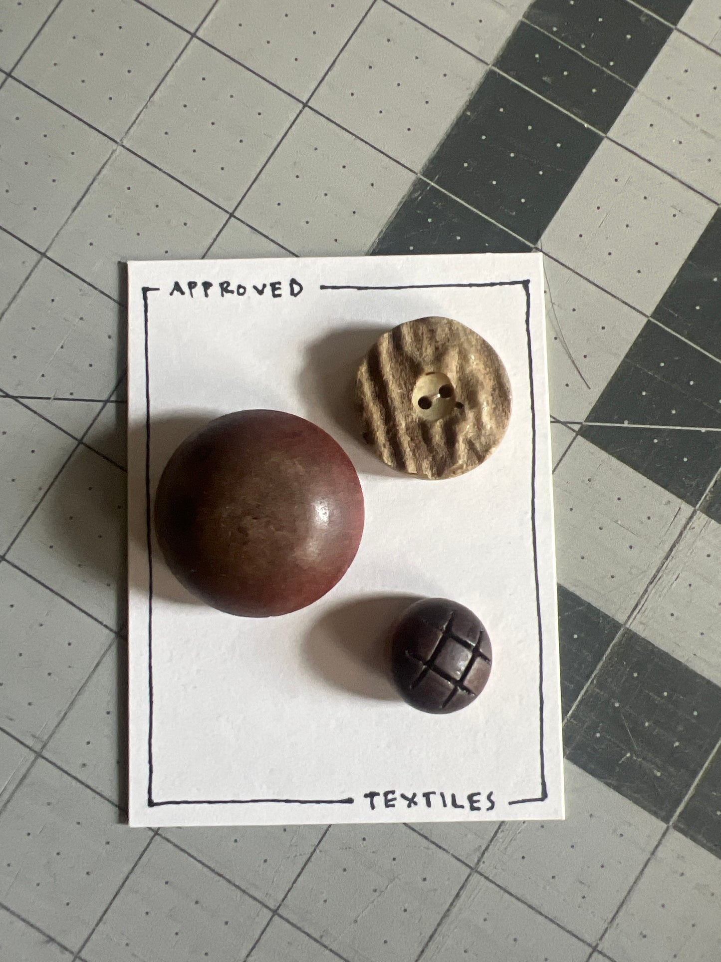 wood and antler button trio