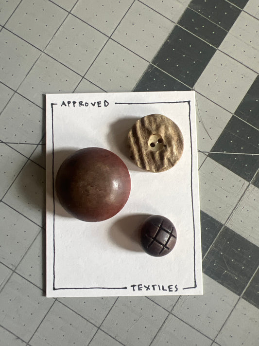 wood and antler button trio