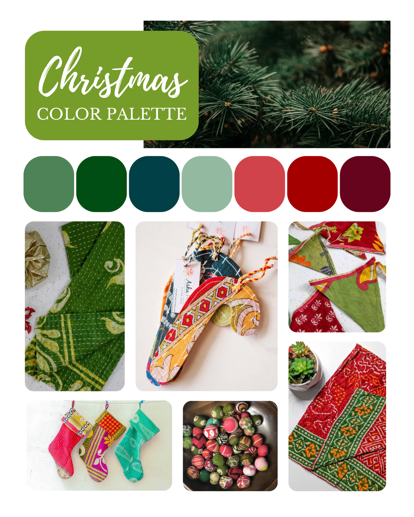 Christmas Bead Garland - Red and Green