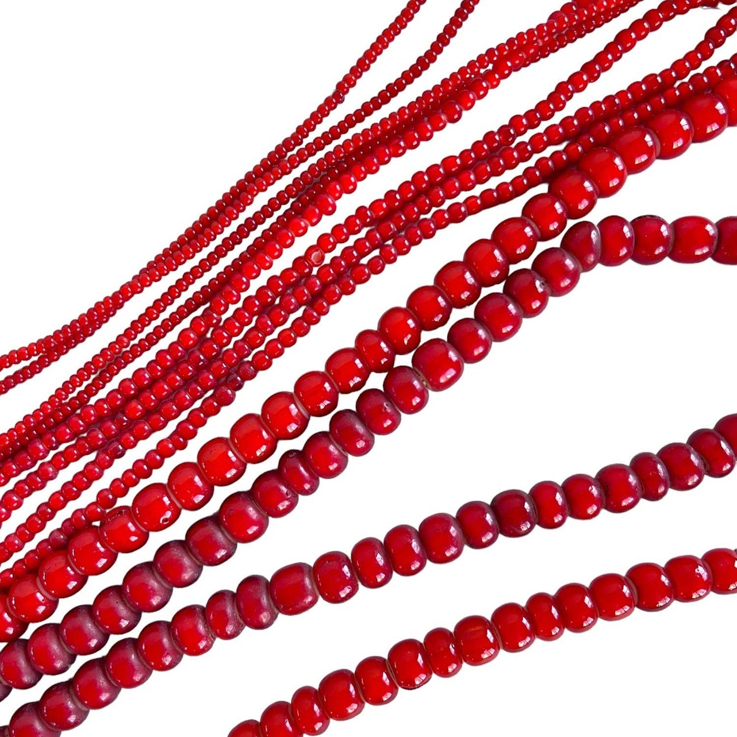 White Heart Glass Bead Red