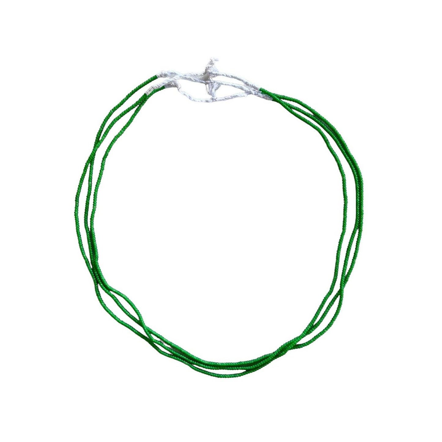 White Heart Glass Bead Green