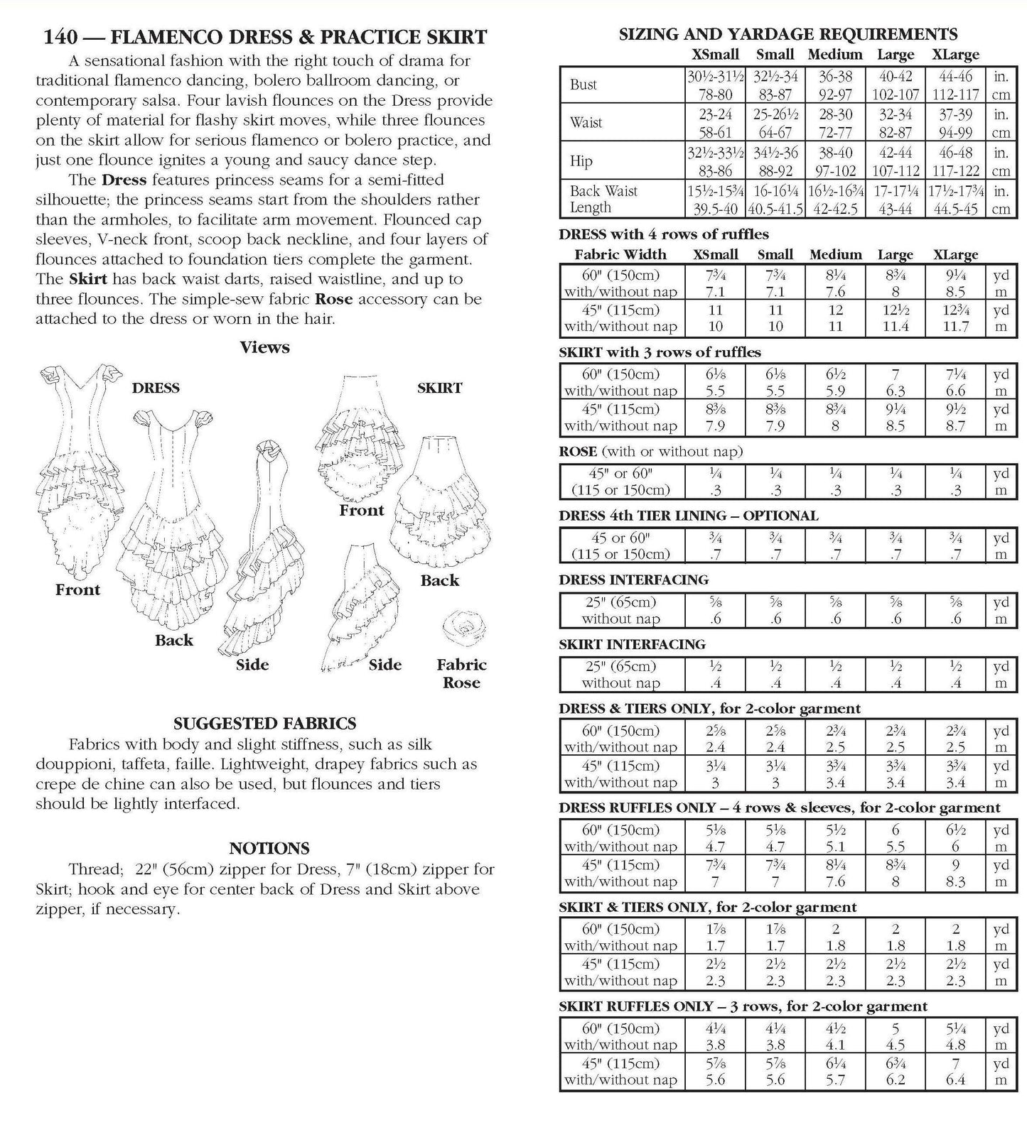 140 Flamenco Dress and Practice Skirt - Sewing Pattern