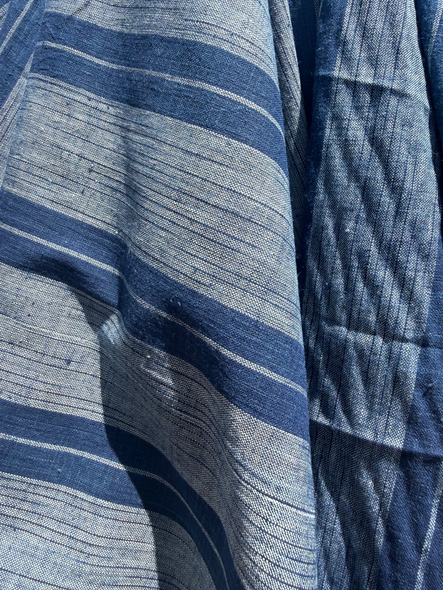 dark indigo wide stripe khadi cotton