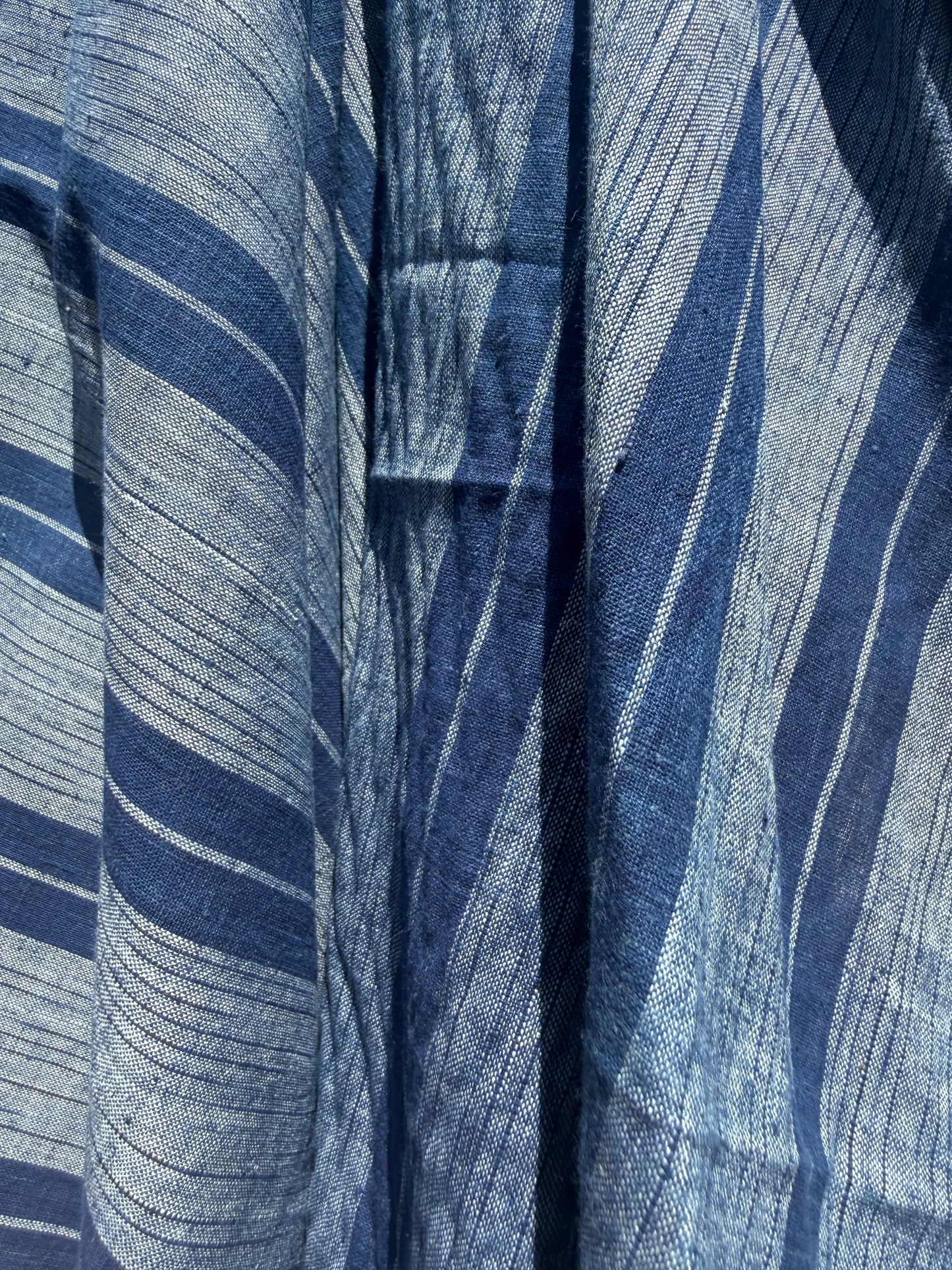 dark indigo wide stripe khadi cotton