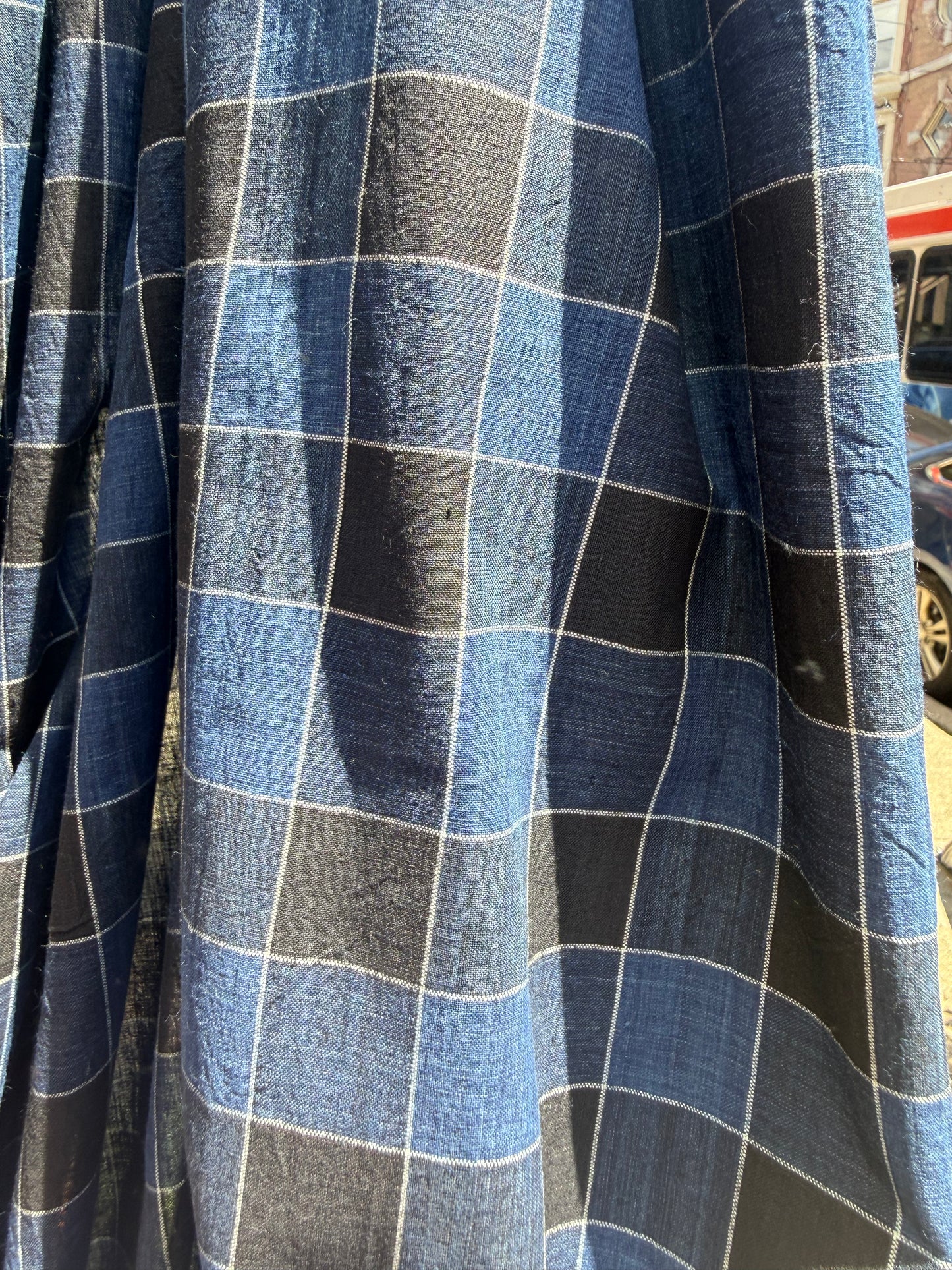 poseidon tartan indigo cotton