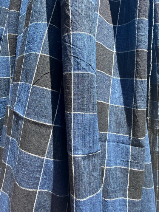 poseidon tartan indigo cotton