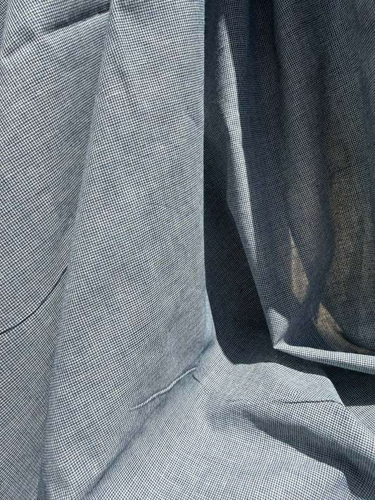 indigo and white microcheck cotton