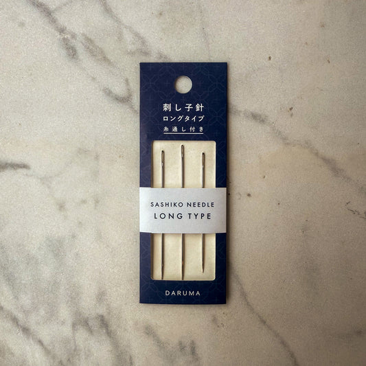 Sashiko Needles — Long Set (3 needles + threader)