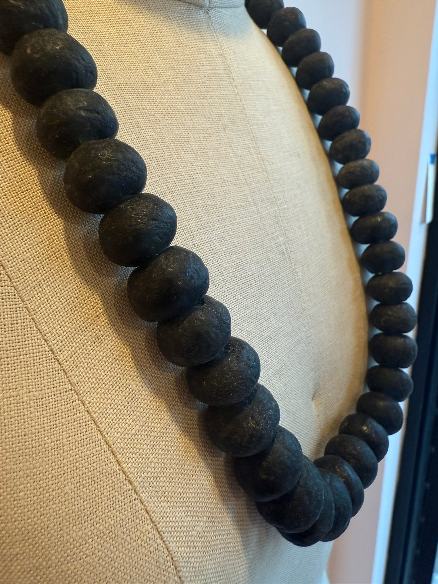 Large Black Glass Beads