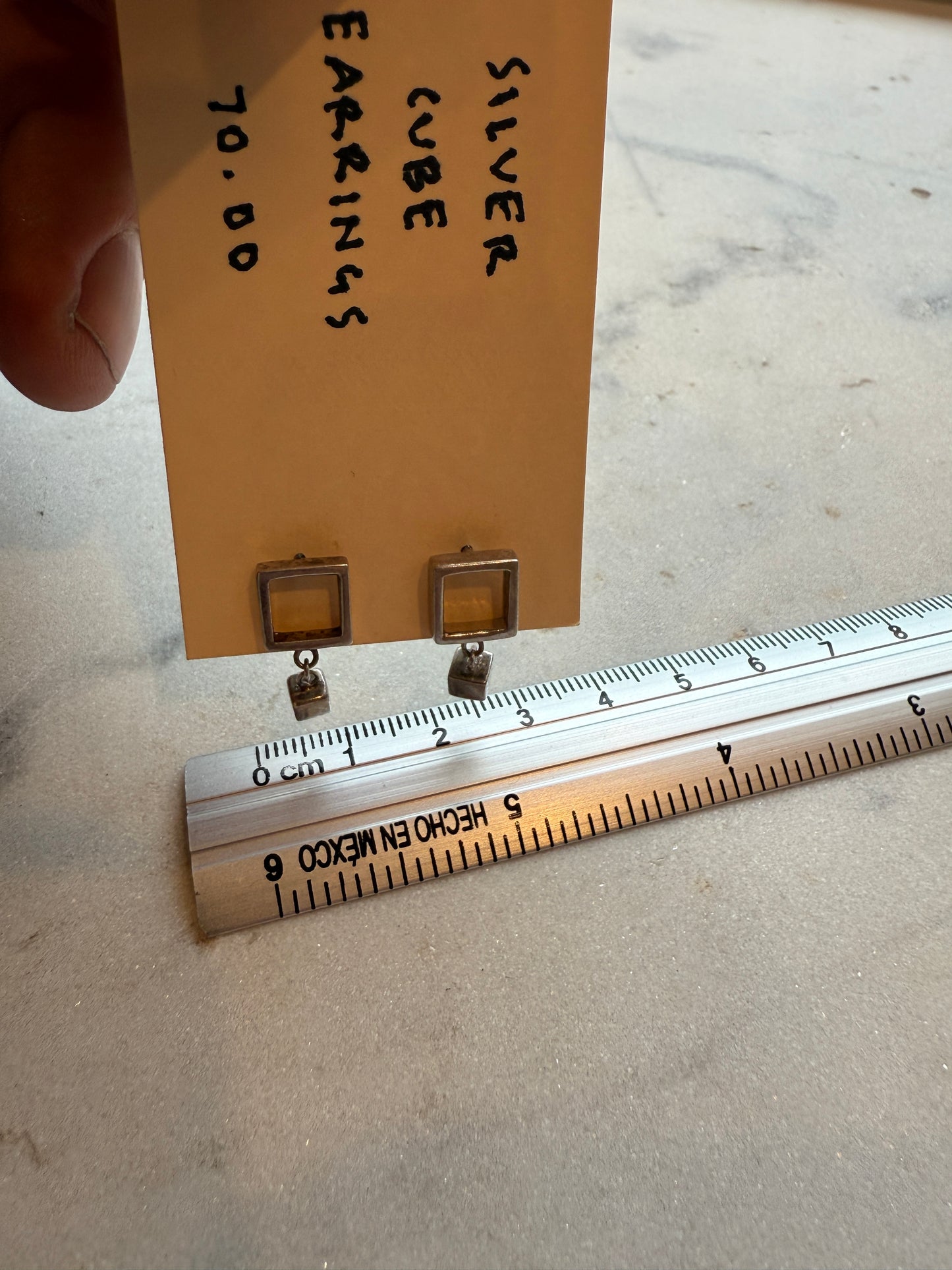 Silver Cube Earrings