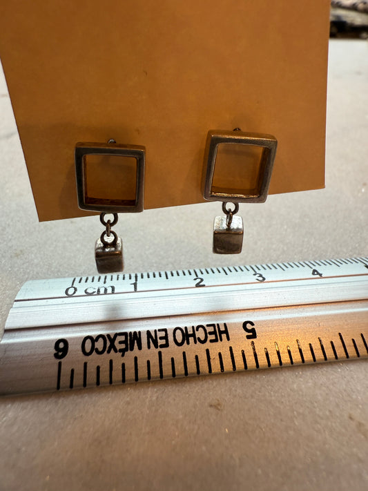 Silver Cube Earrings