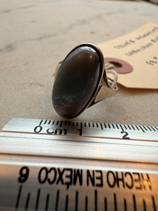 Silver Hematite Cabochon Ring