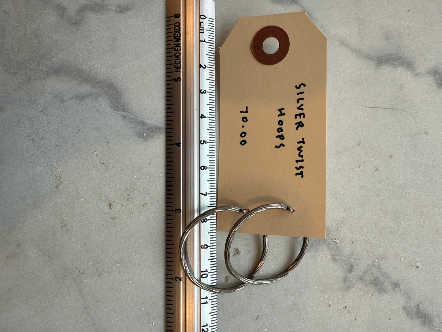 Silver Twist Hoops Earrings