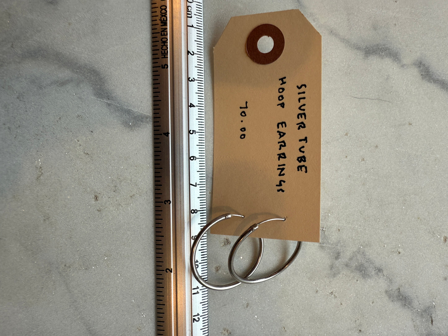 Silver Tube Hoop Earrings