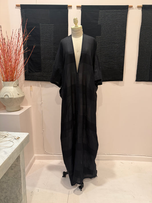 Silk Noil Caftan - Black