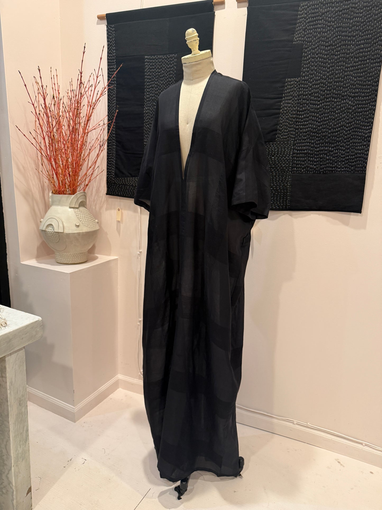 Silk Noil Caftan - Black