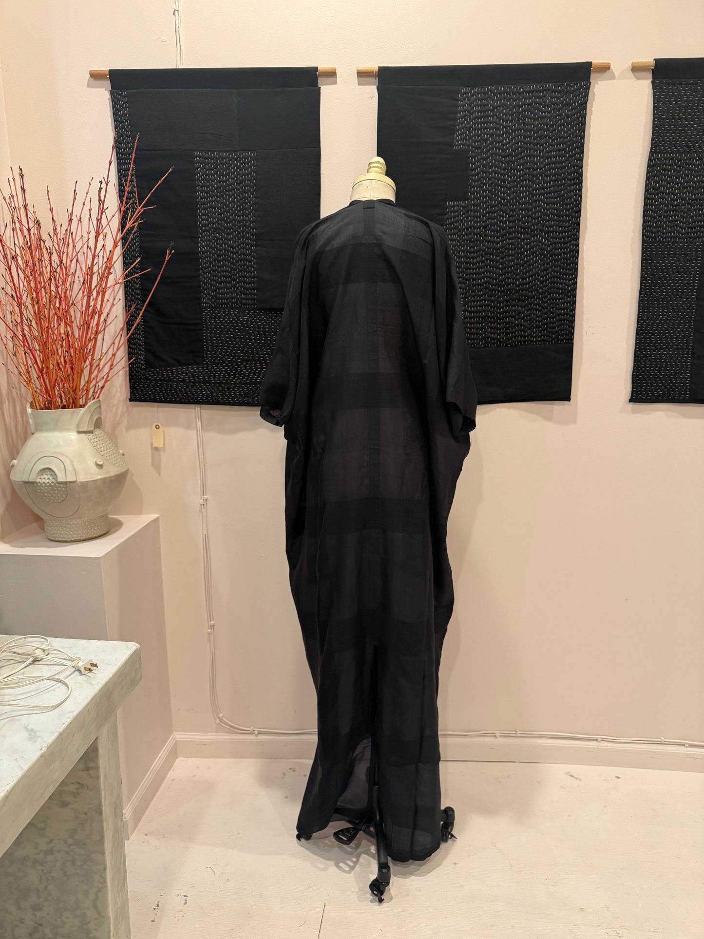 Silk Noil Caftan - Black