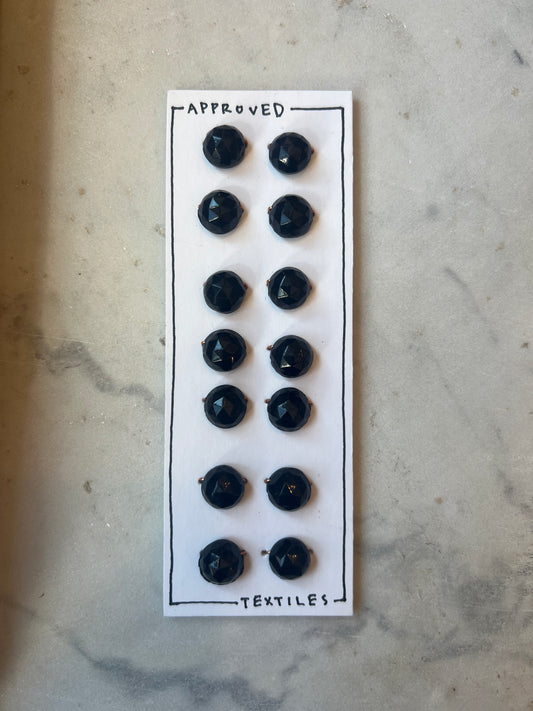 Black Glass Buttons 12mm
