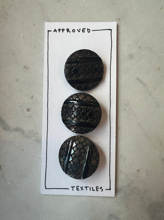 Victorian Black Glass Luster Buttons 31mm