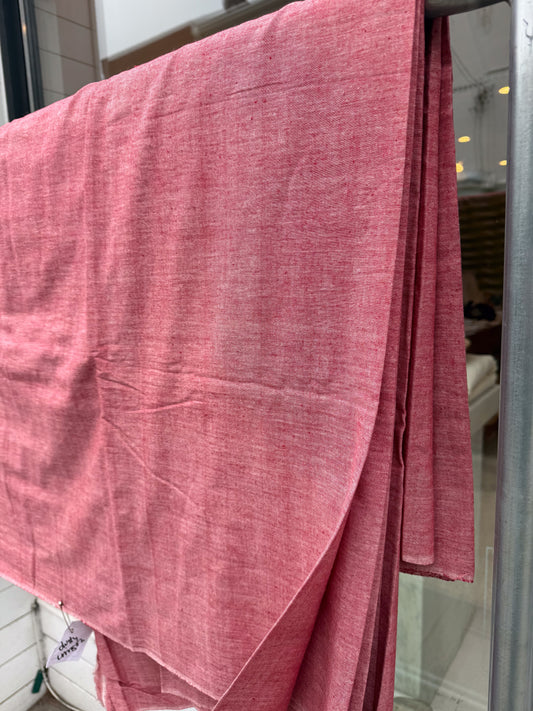 Dusty Crimson - Handloom woven, cotton fabric