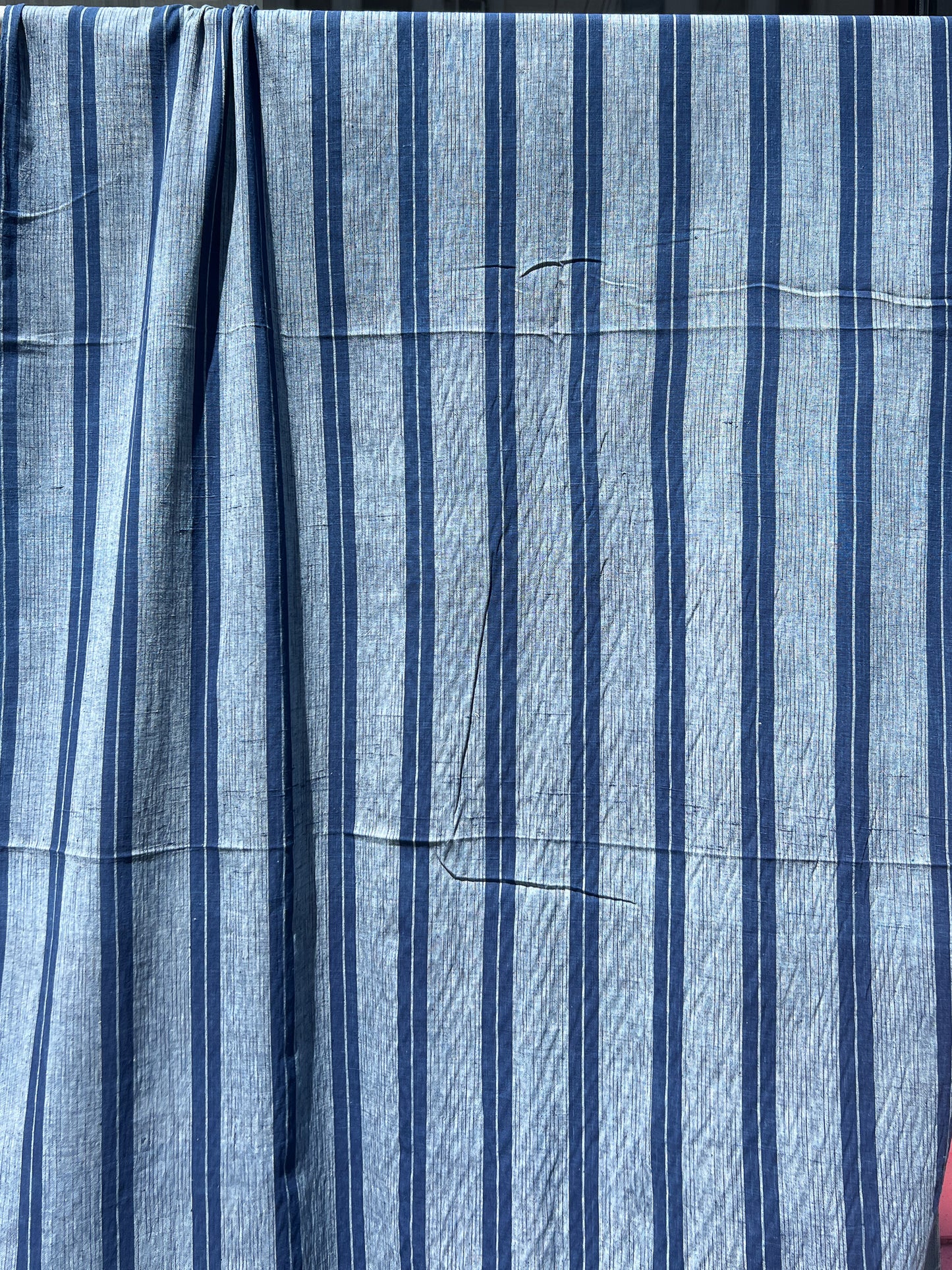 dark indigo wide stripe khadi cotton