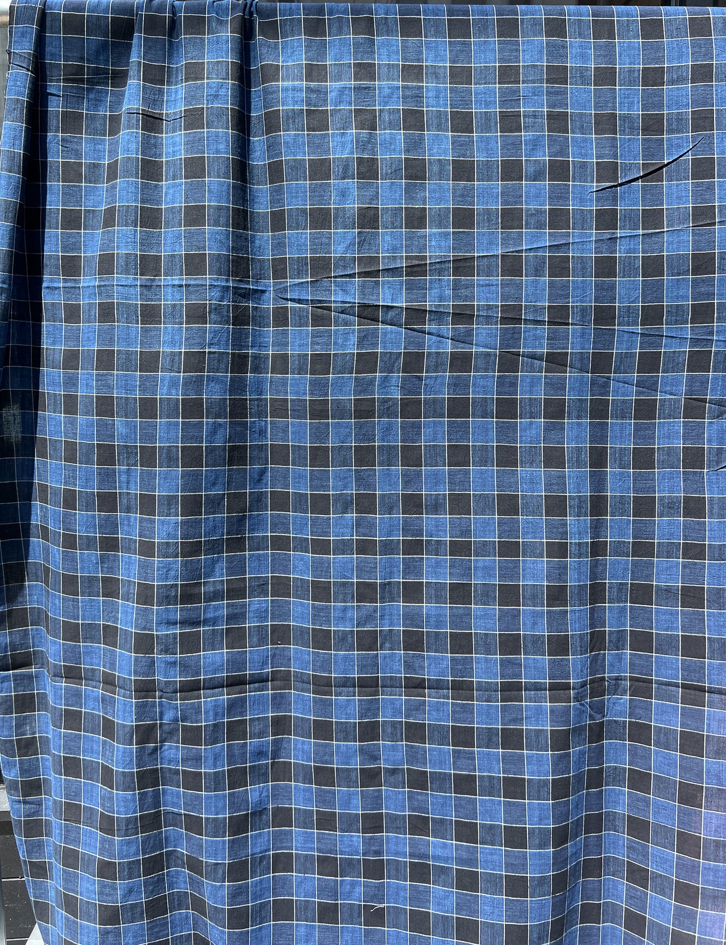 poseidon tartan indigo cotton