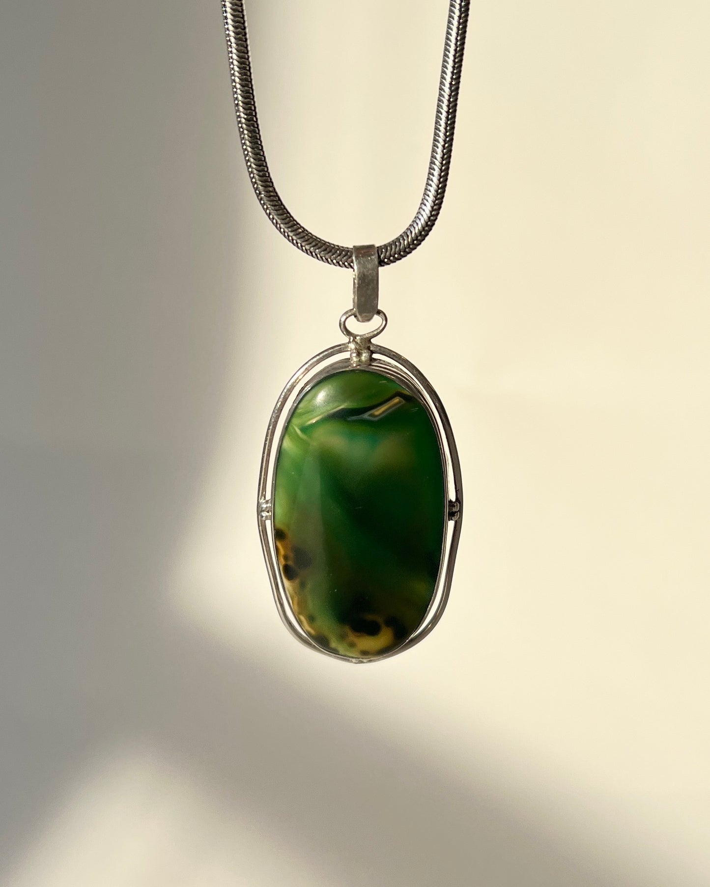 dark jade silver pendent necklace