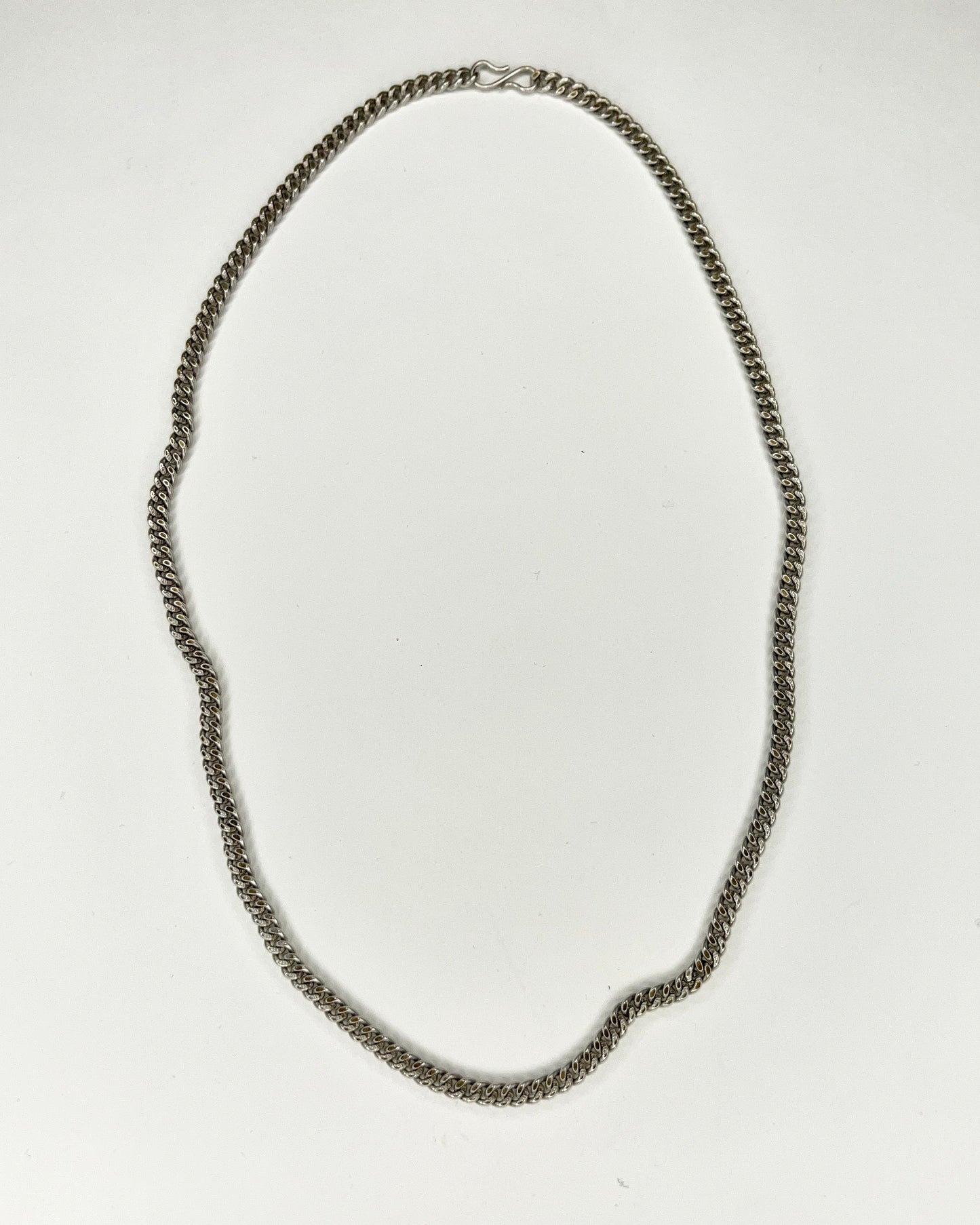 heavy silver chain with S hook closure