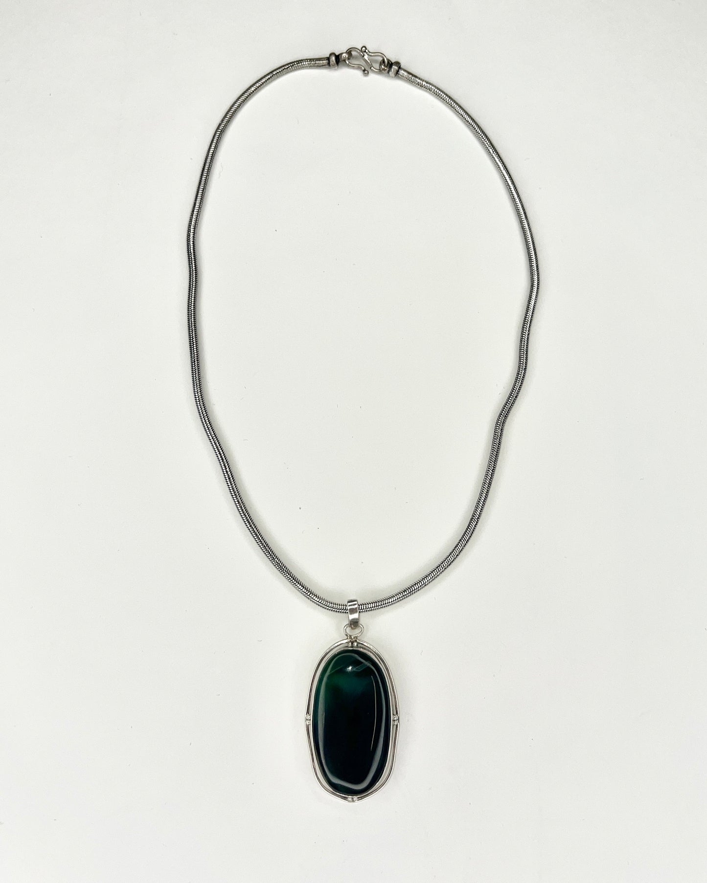 dark jade silver pendent necklace
