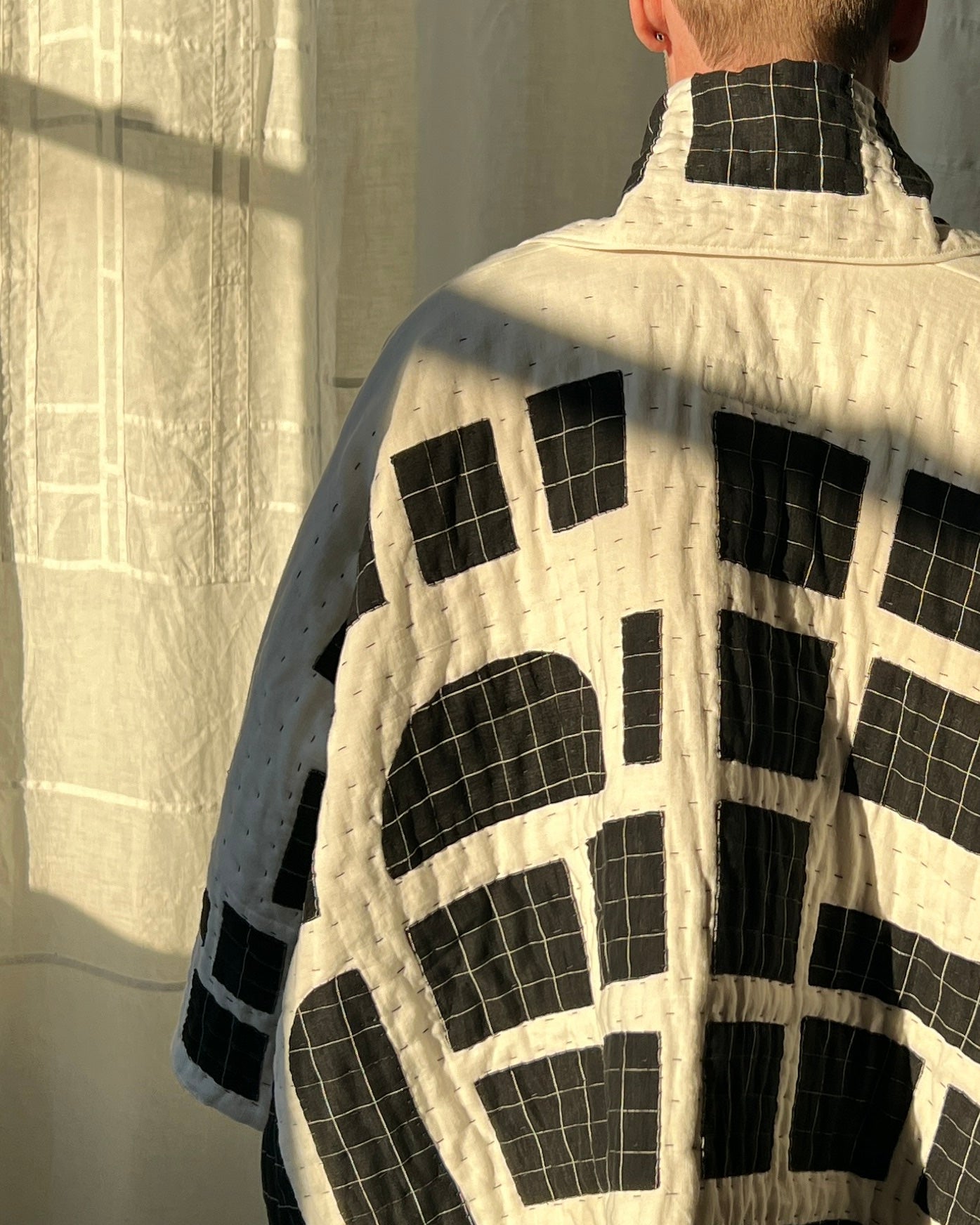 white linen applique jacket