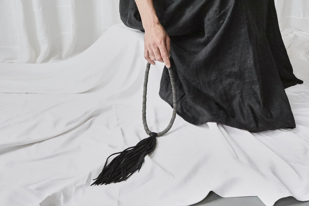 leather sequins with deerskin tassel