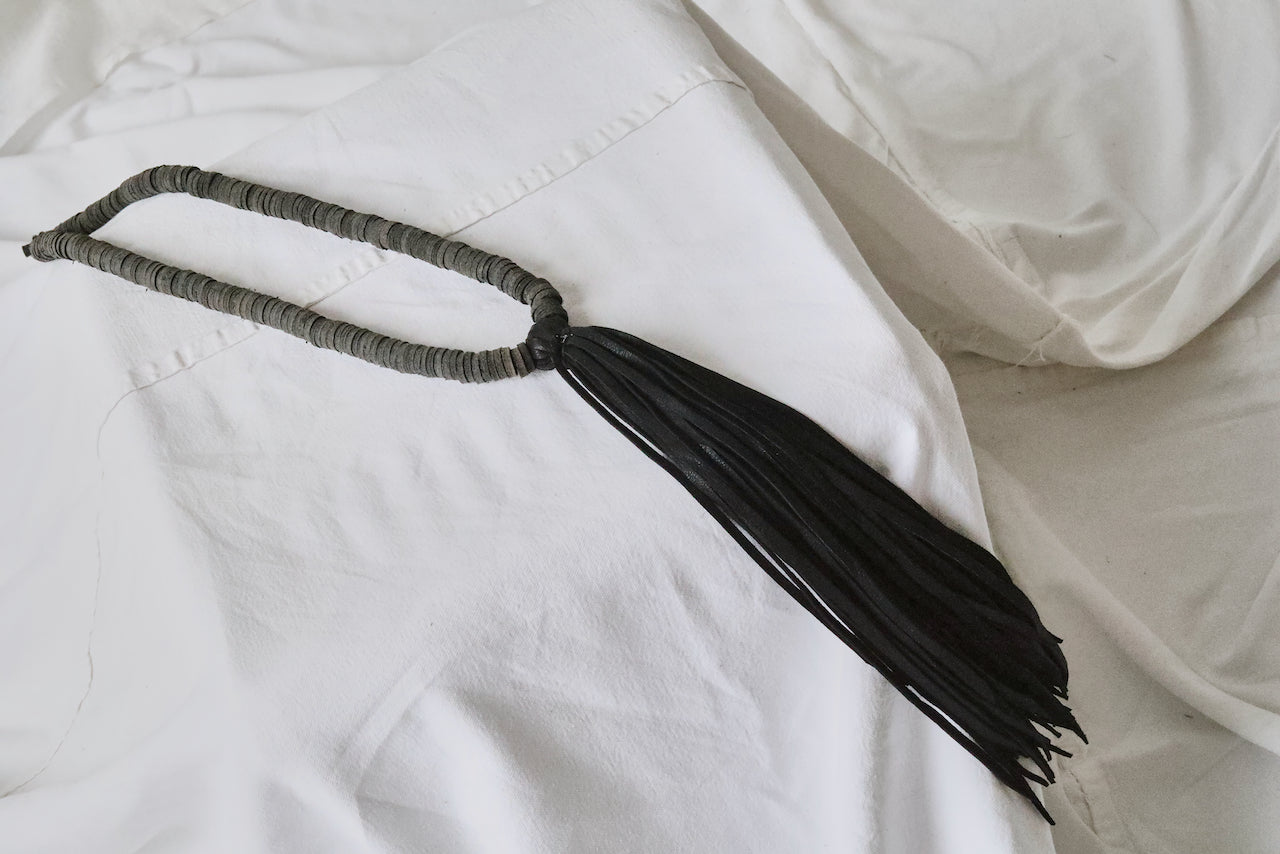 leather sequins with deerskin tassel