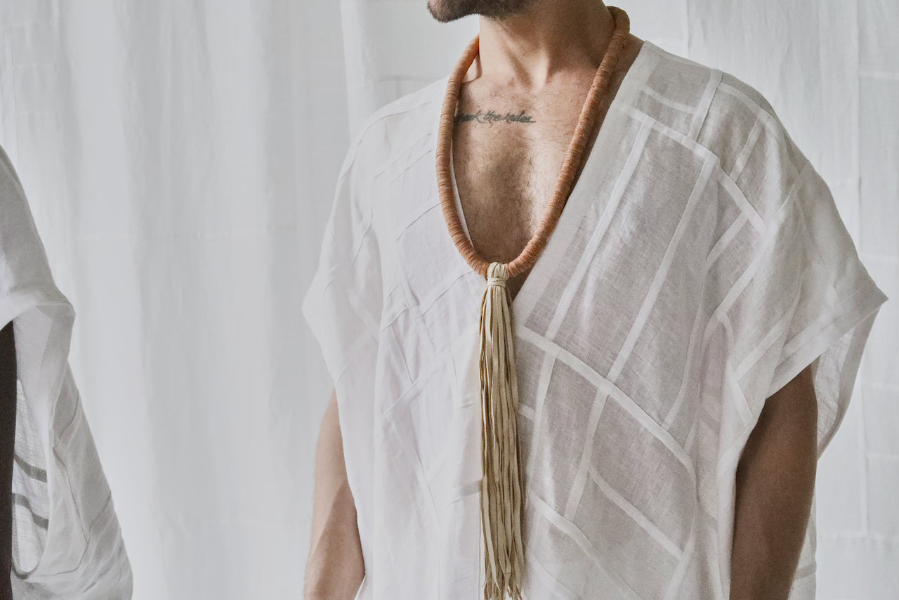 leather sequins with deerskin tassel