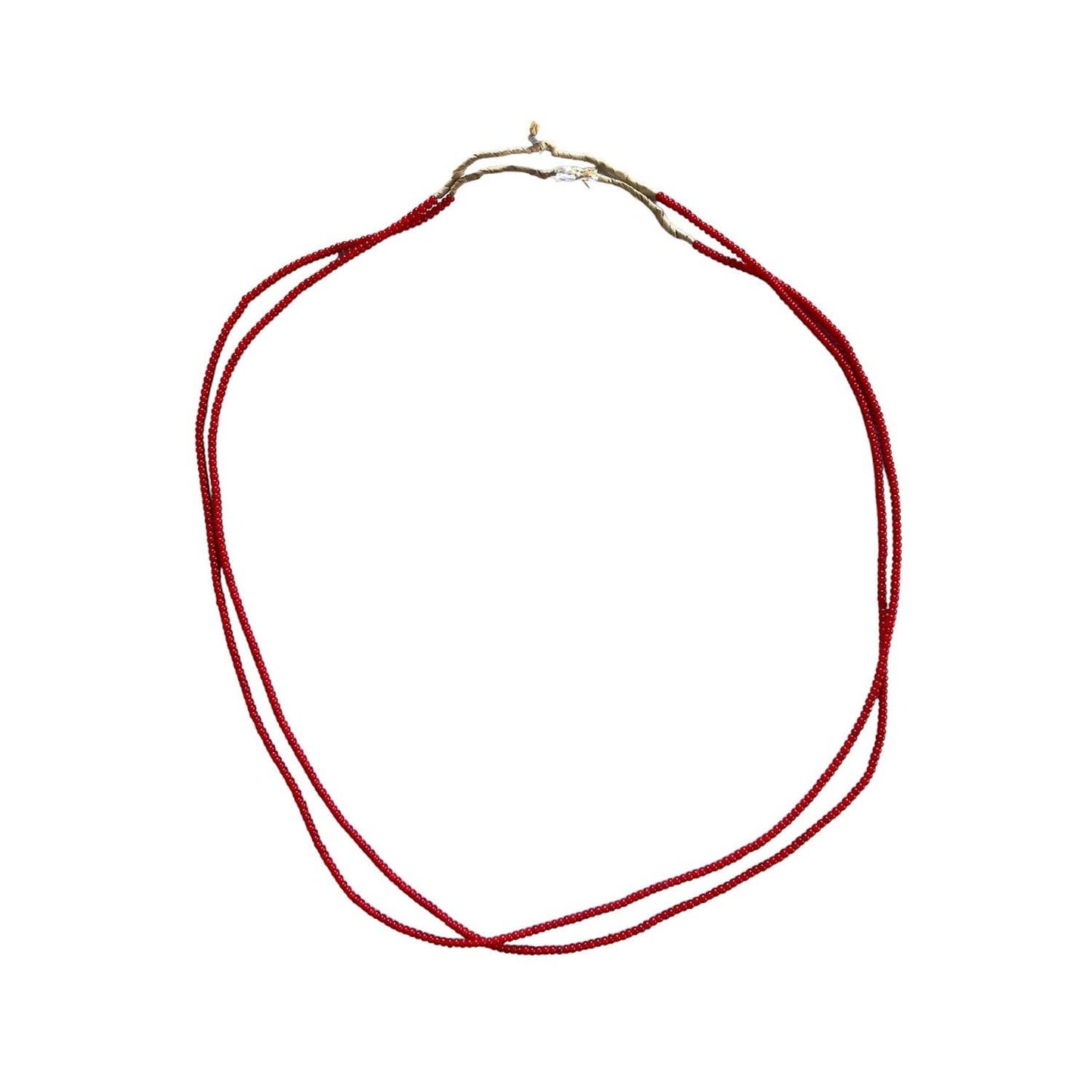 White Heart Glass Bead Red