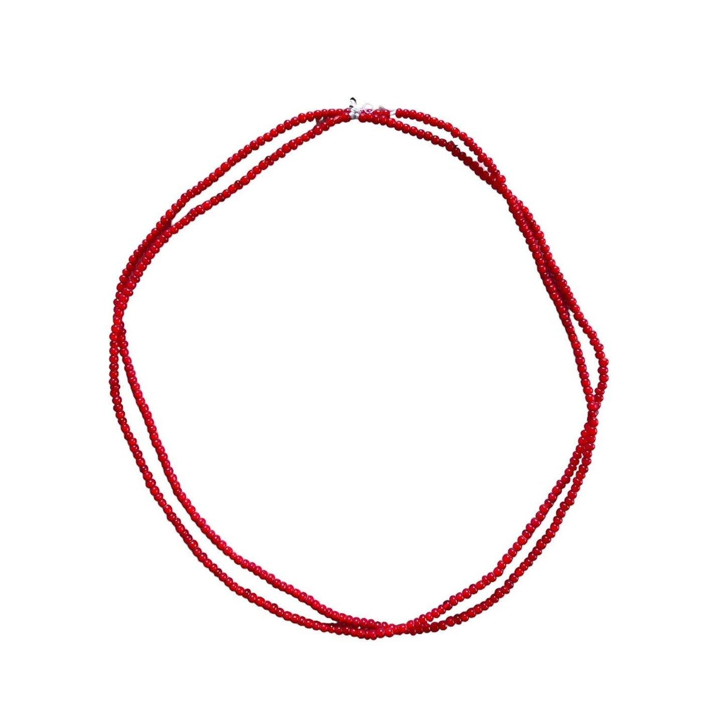 White Heart Glass Bead Red